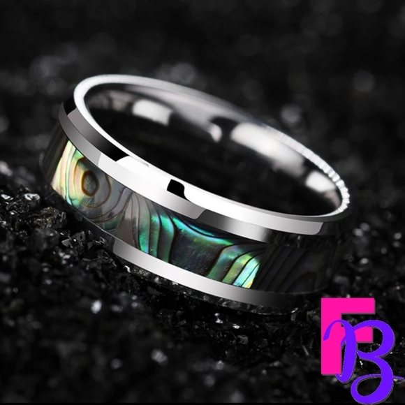 *NEW!* Mens Stainless Steel Abalone Ring - Picture 2 of 12